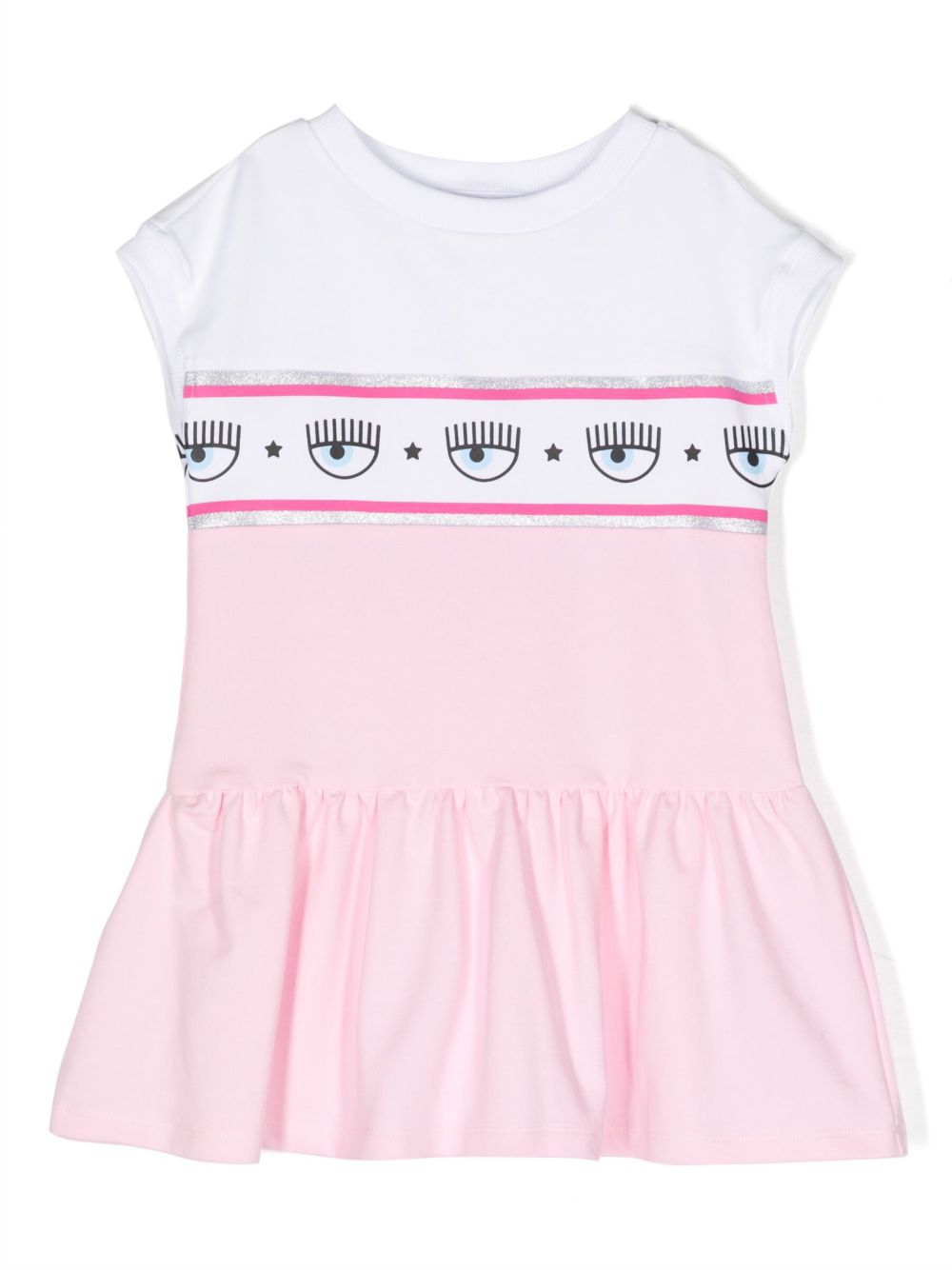 Chiara Ferragni Kids logo细节棉连衣裙 - 粉色