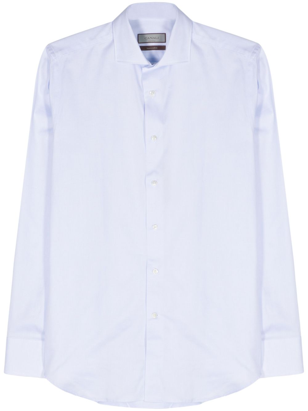 Canali 纹理棉衬衫 - 蓝色