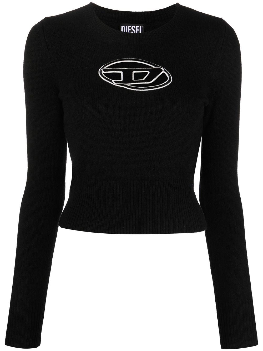 Diesel M-Areesa logo刺绣毛衣 - 黑色