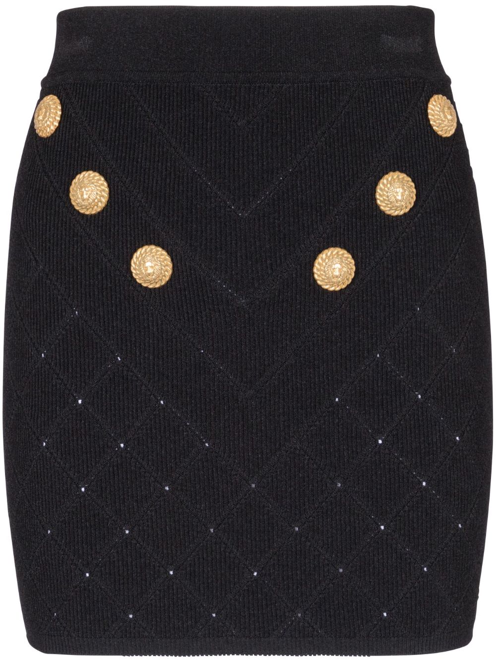 Balmain 6-Button 密织迷你半身裙 - 黑色