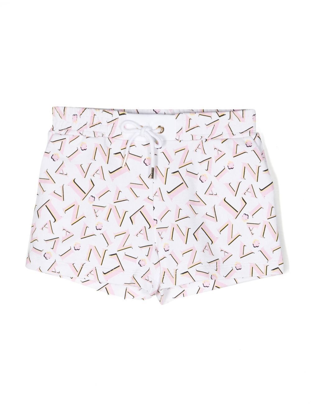 Lanvin Enfant logo印花抽绳短裤 - 白色