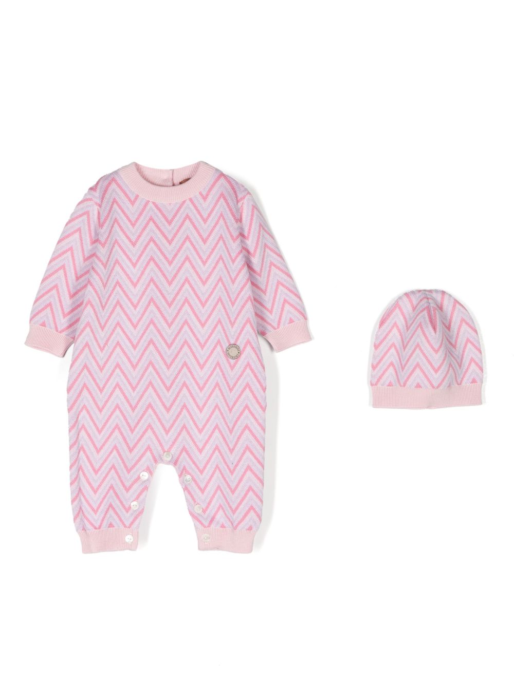 Missoni Kids logo标牌连体衣套装 - 粉色