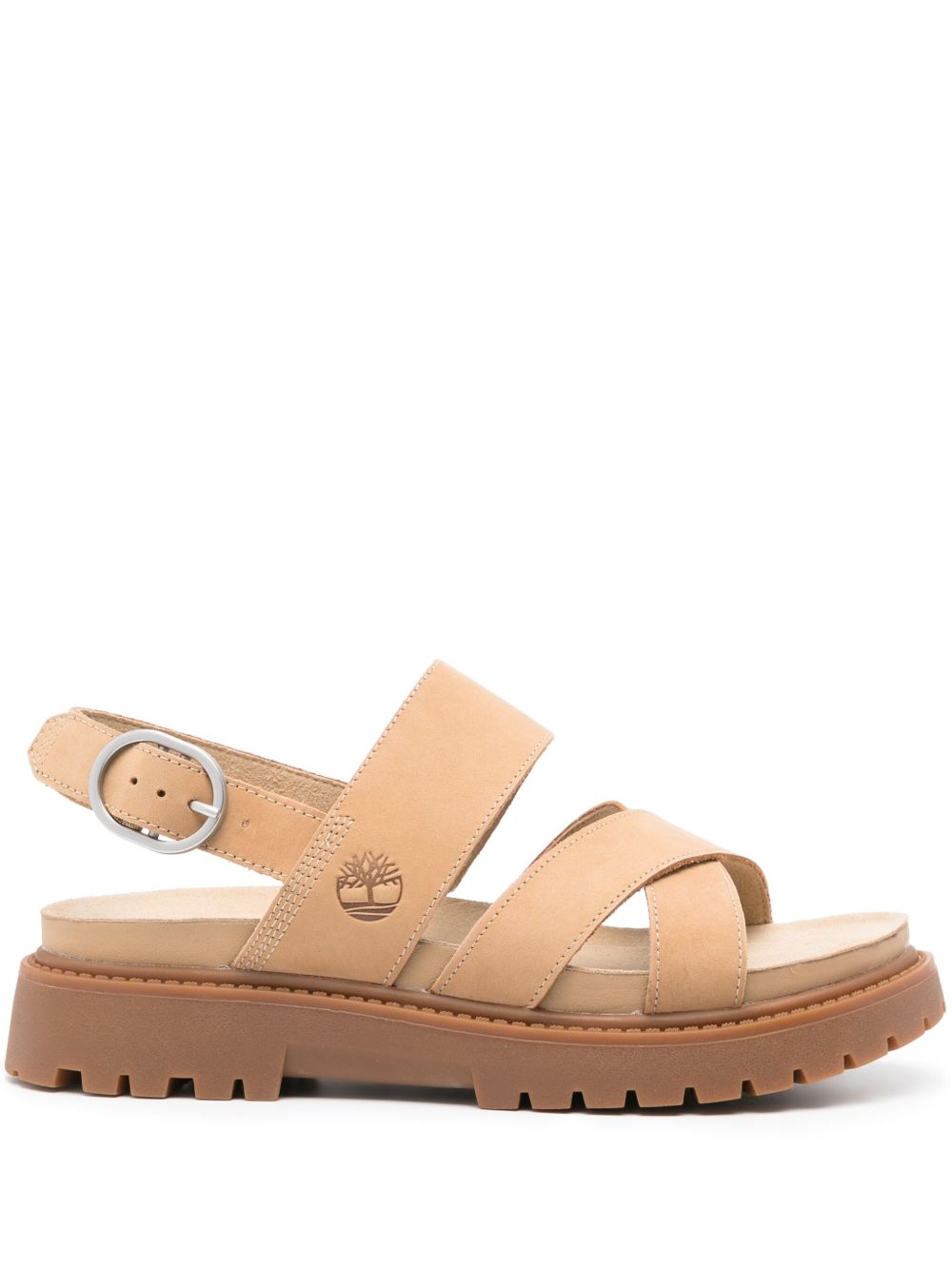 Timberland logo凹面压花皮质凉鞋 - 中性色