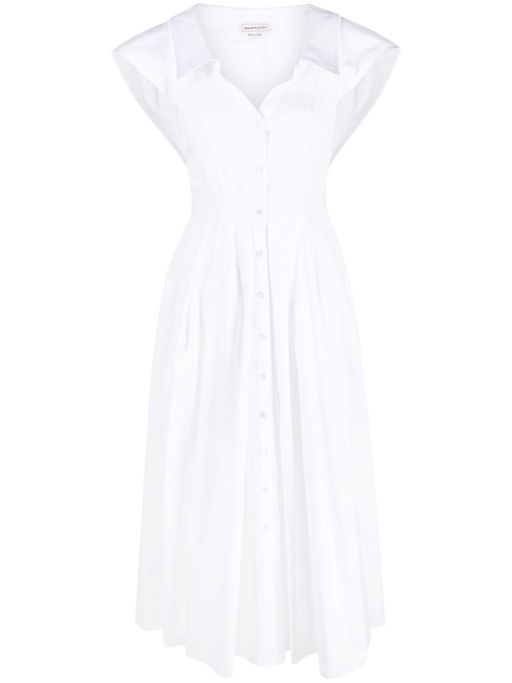 Alexander McQueen 伞形棉衬衫裙 - 白色