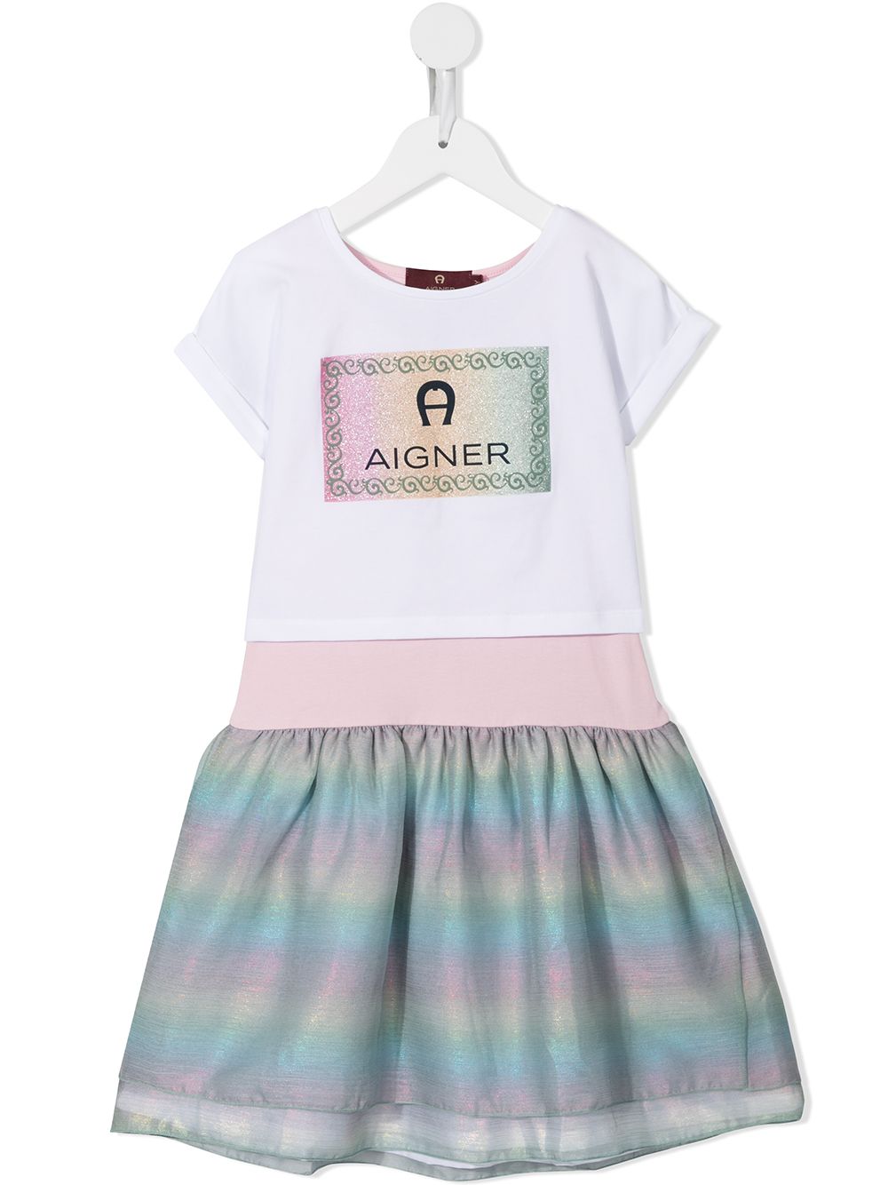 Aigner Kids logo印花连衣裙套装 - 白色