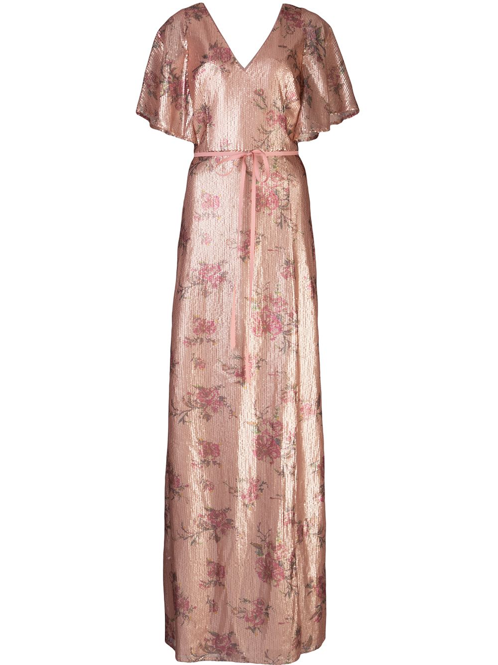 Marchesa Notte Bridesmaids 亮片镶嵌长款连衣裙 - 粉色