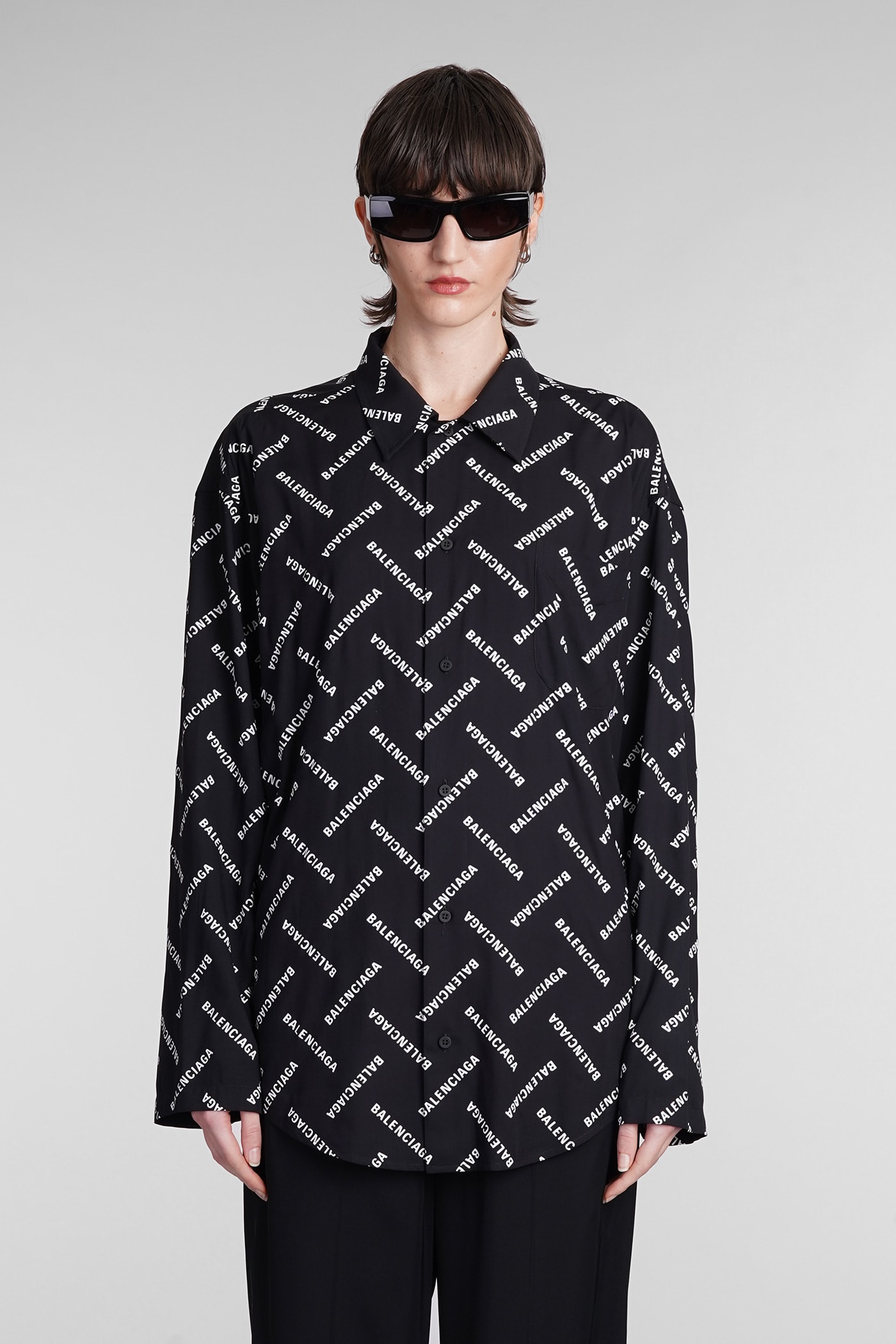 Balenciaga 粘纤印花Logo衬衫