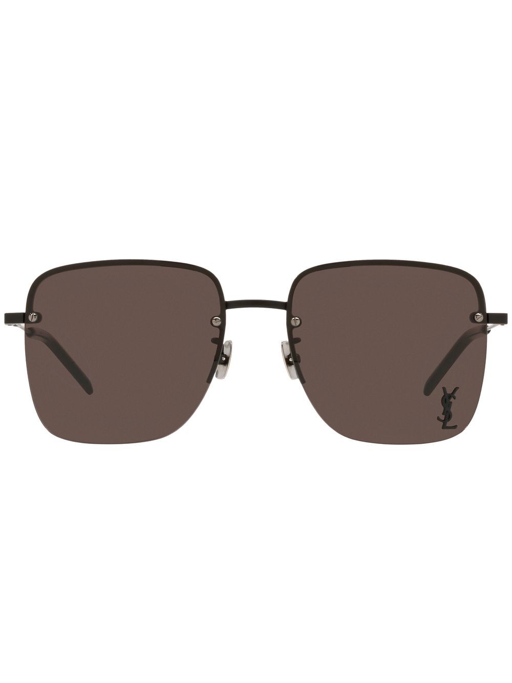 Saint Laurent Eyewear 经典logo方形无框太阳眼镜 - 黑色