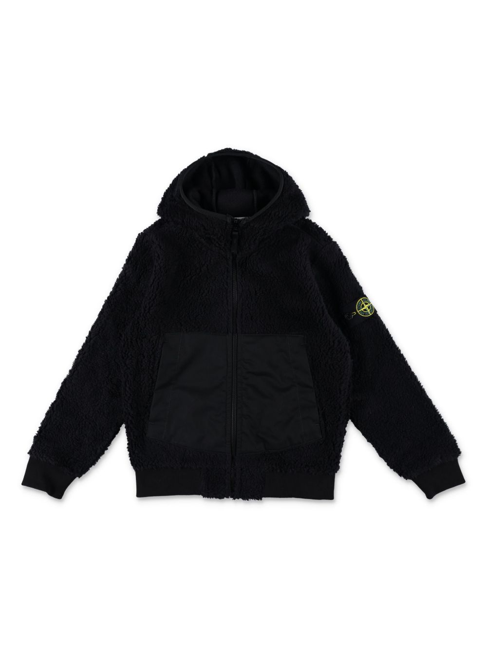 Stone Island Junior 罗盘图案连帽衫 - 黑色