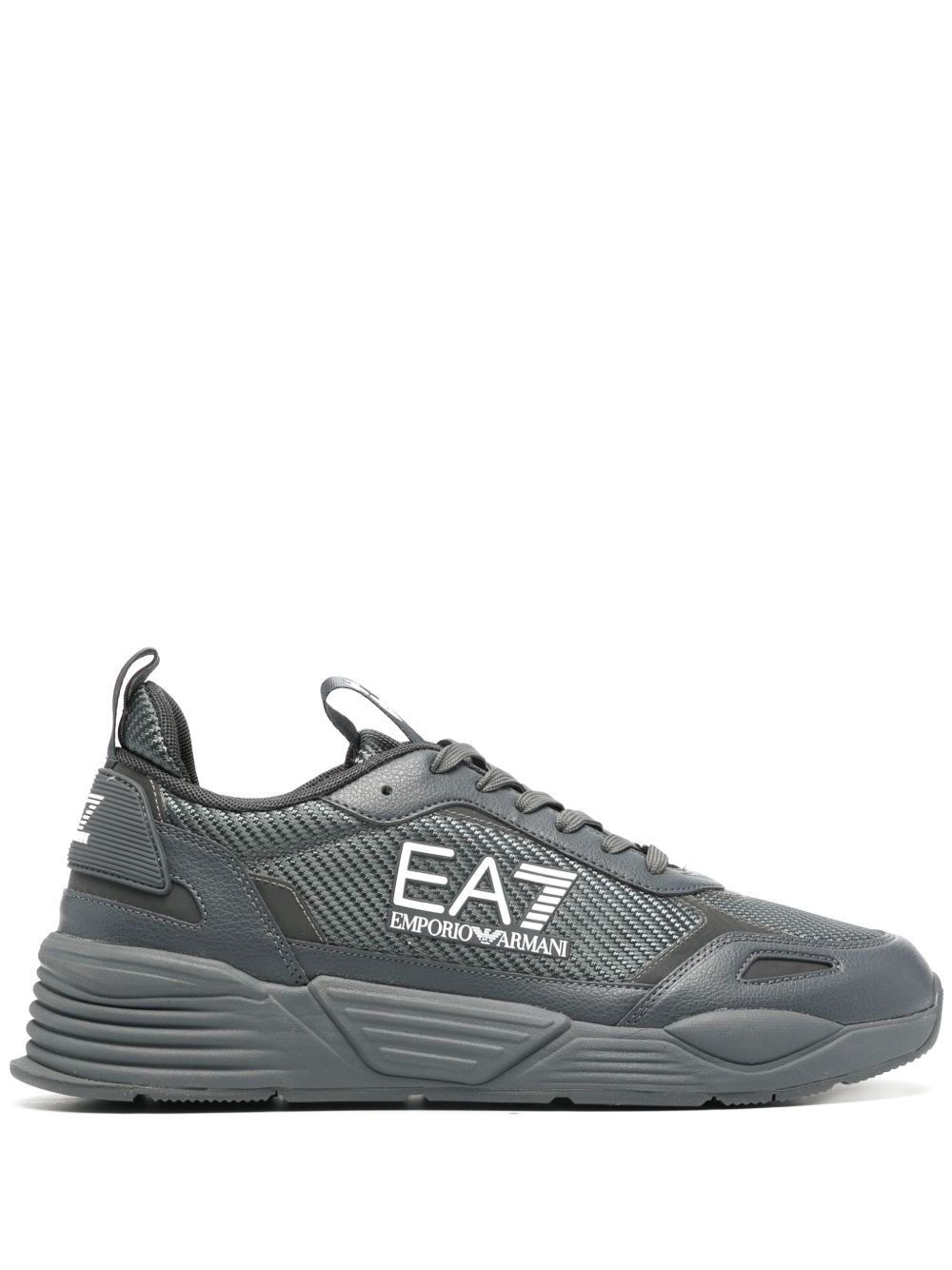 Ea7 Emporio Armani logo印花拼接运动鞋 - 灰色