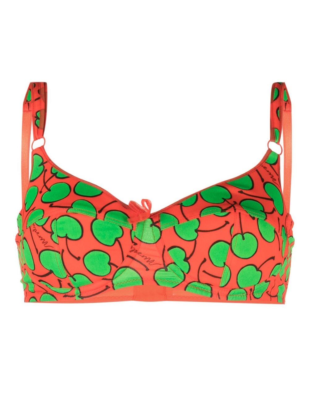 Moschino 图案印花搭扣开合文胸 - 红色
