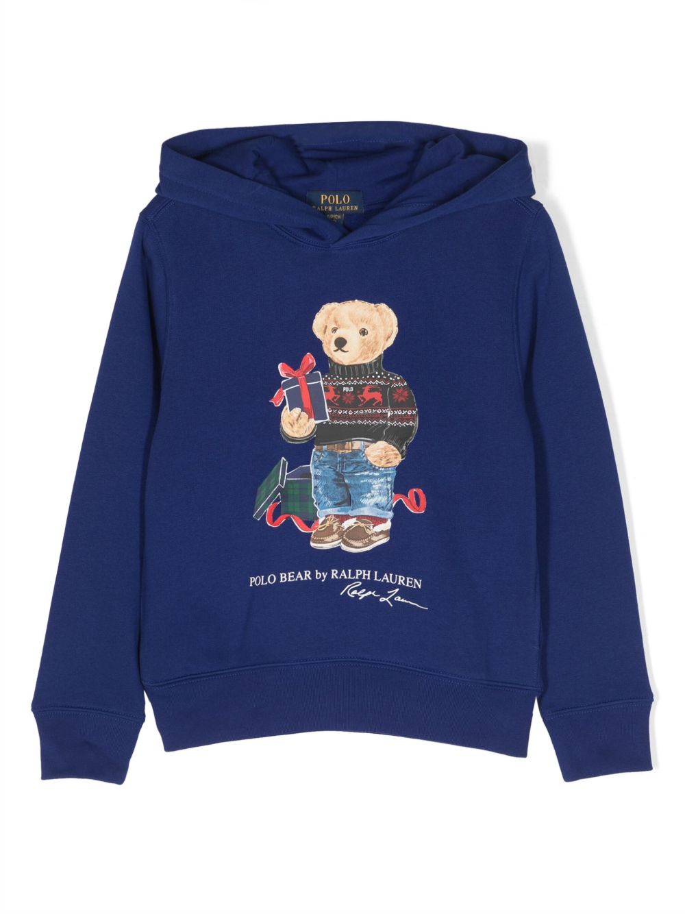 POLO RALPH LAUREN KIDS Polo Pony 平纹针织抓绒连帽衫 - 蓝色