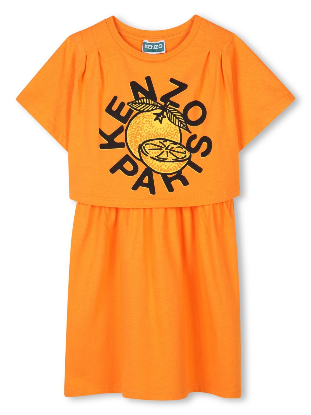 Kenzo Kids logo印花连衣裙 - 橘色