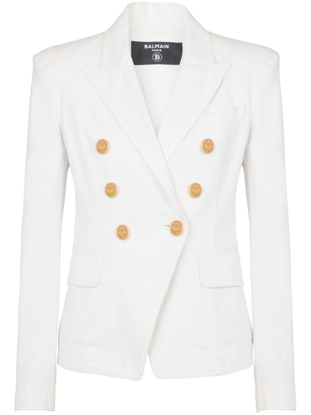 Balmain 6-Button 双排扣牛仔西装夹克 - 白色