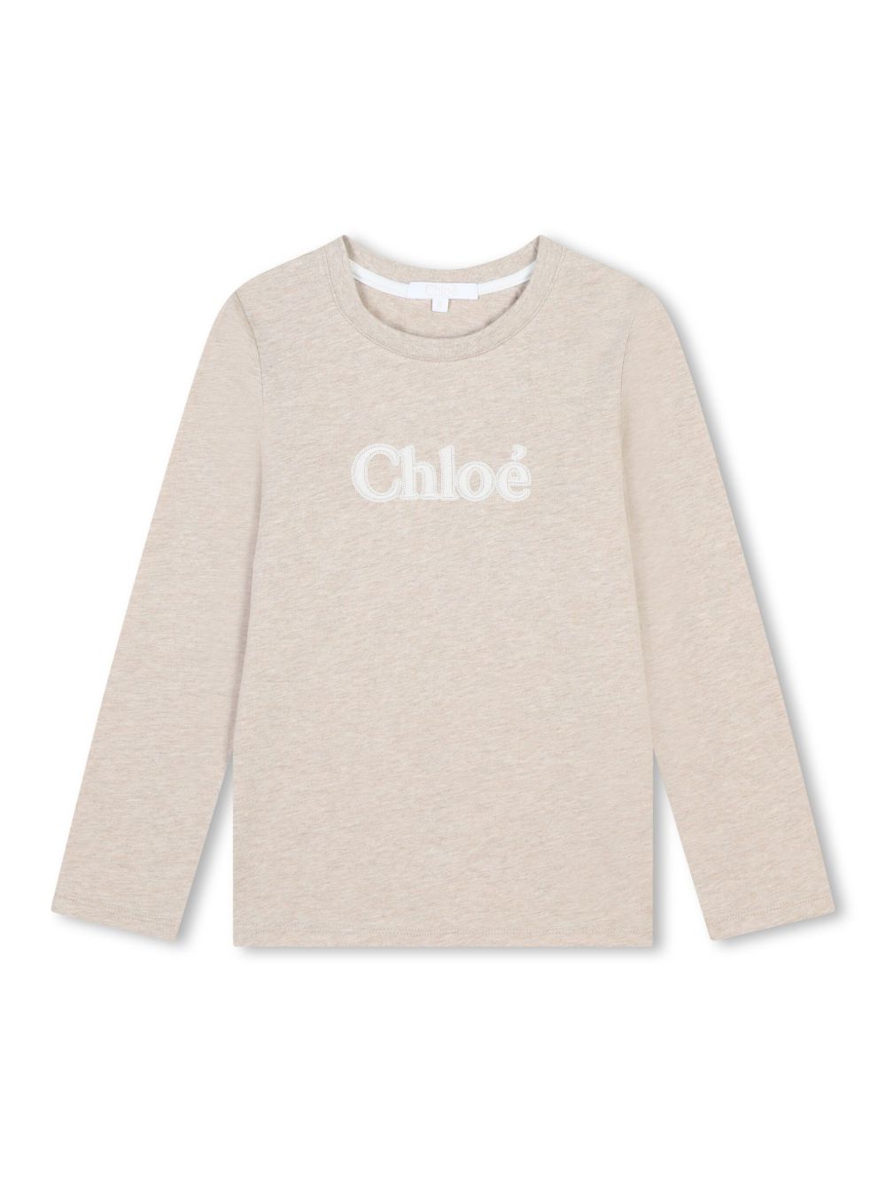 Chloé Kids 标语印花长袖棉T恤 - 中性色