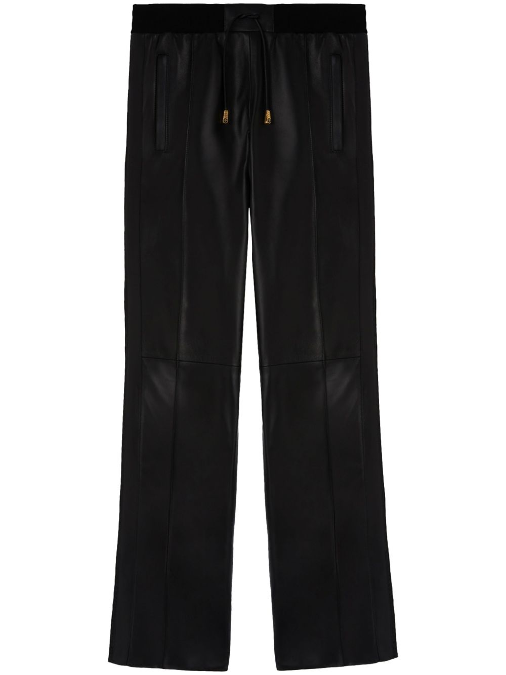 Palm Angels logo饰带皮质运动裤 - 黑色