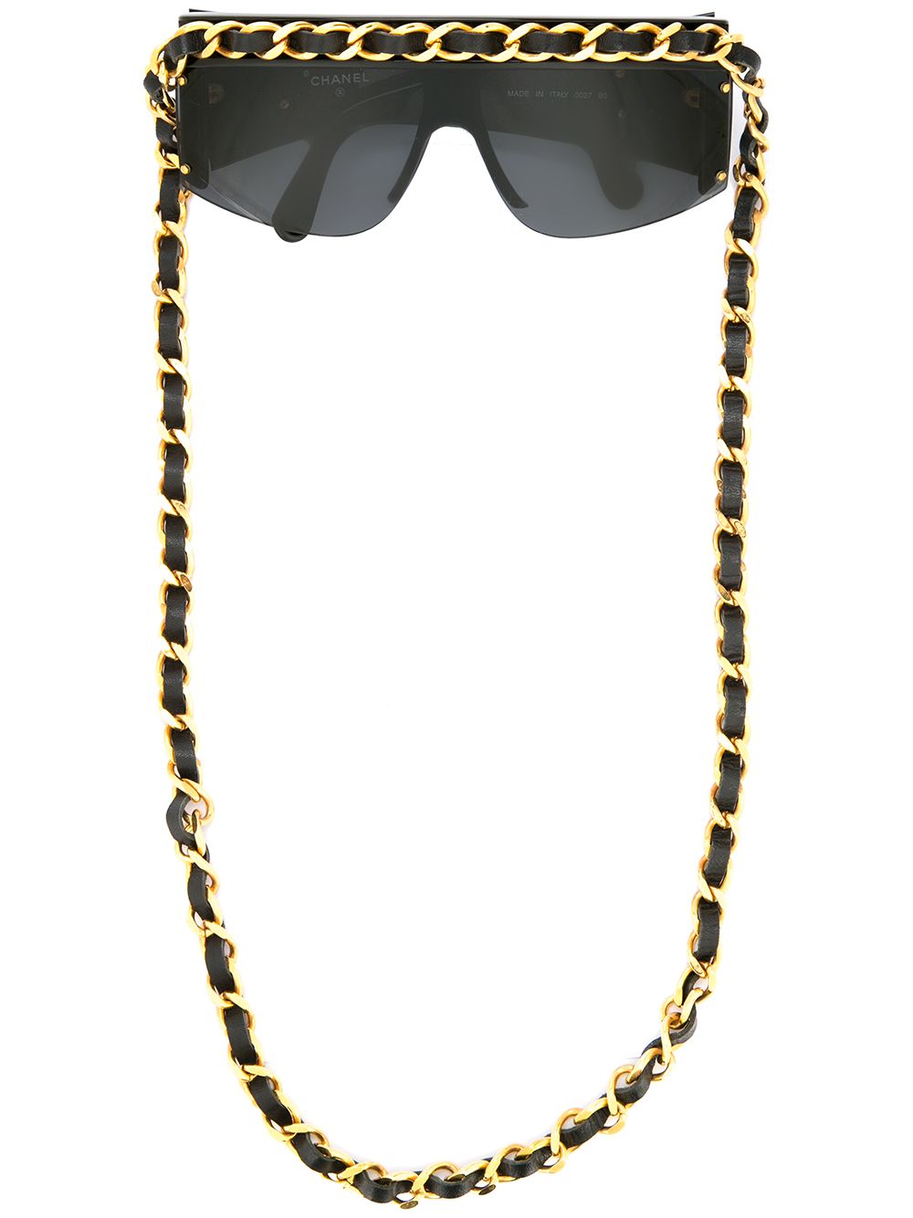 CHANEL Pre-Owned CC 搭链边饰太阳眼镜 - 黑色