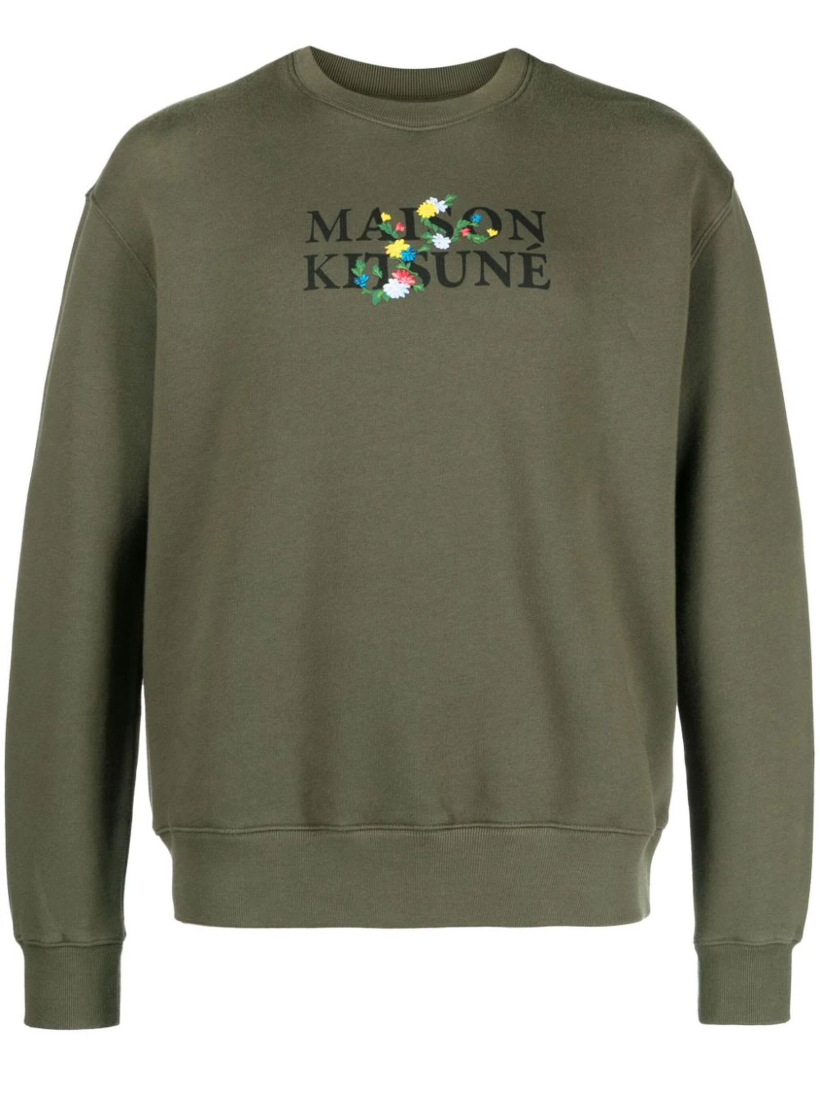Maison Kitsuné Olive Green Cotton Sweatshirt
