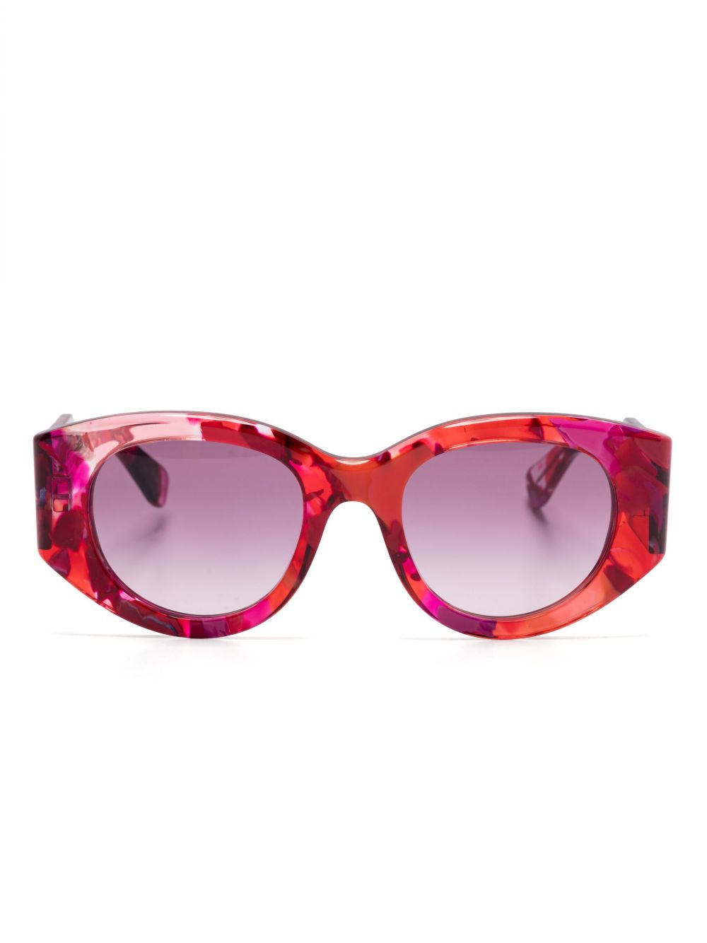 Chloé Eyewear 大理石纹太阳眼镜 - 红色