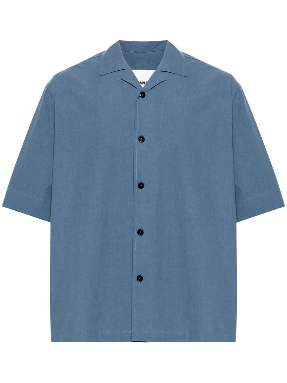 Jil Sander 古巴领棉衬衫 - 蓝色