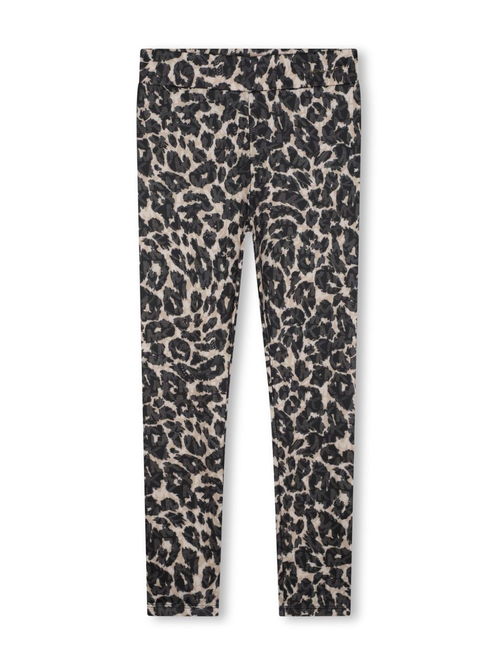 Michael Kors Kids 豹纹平纹针织打底裤 - 黑色