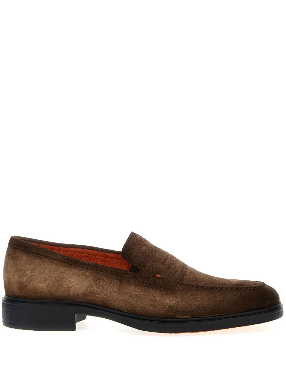 Santoni 绒面皮乐福鞋 - 褐色