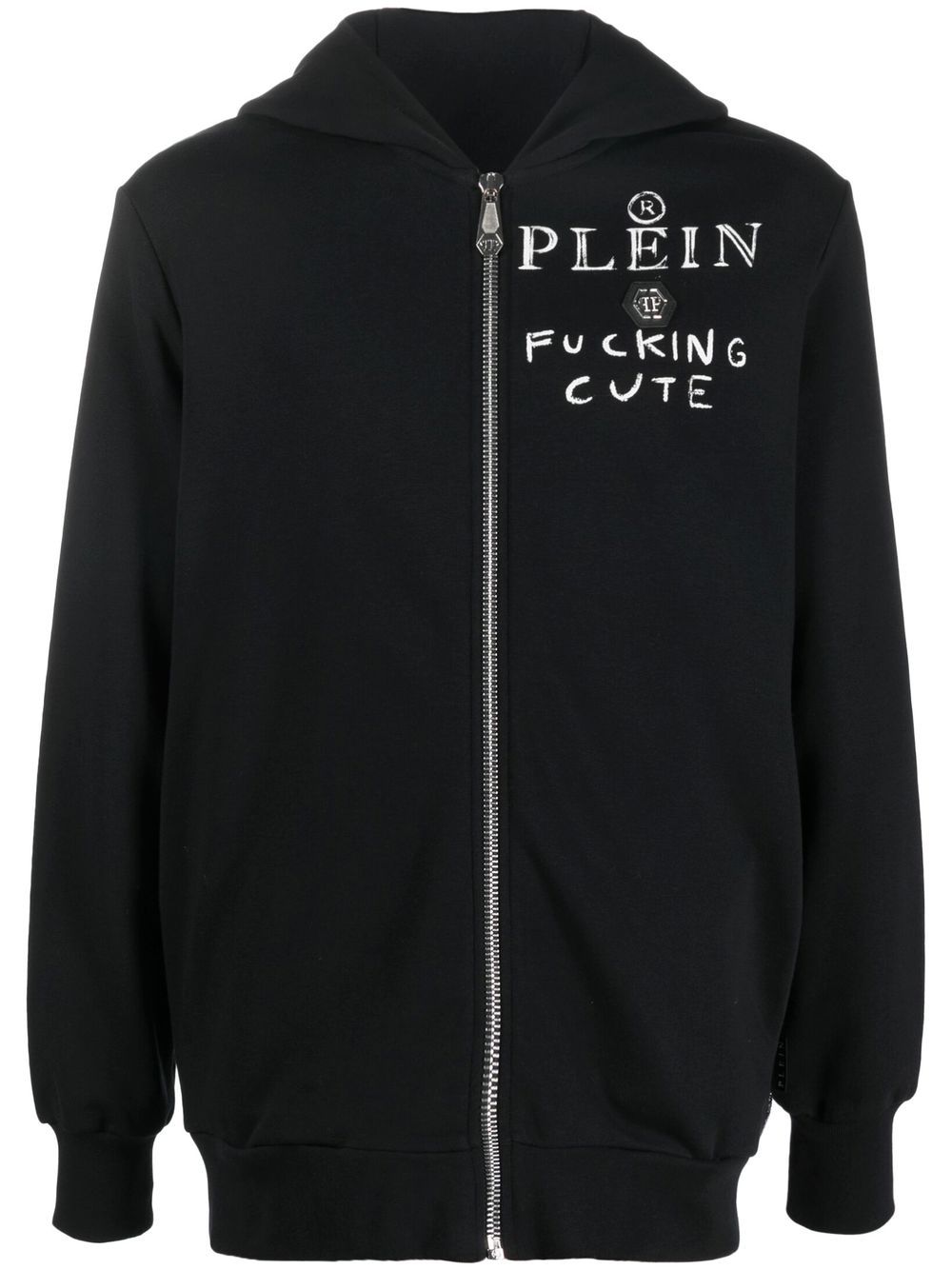 Philipp Plein Teddy Bear logo印花连帽衫 - 黑色