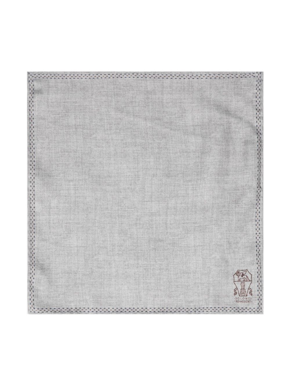 Brunello Cucinelli logo印花口袋方巾 - 灰色
