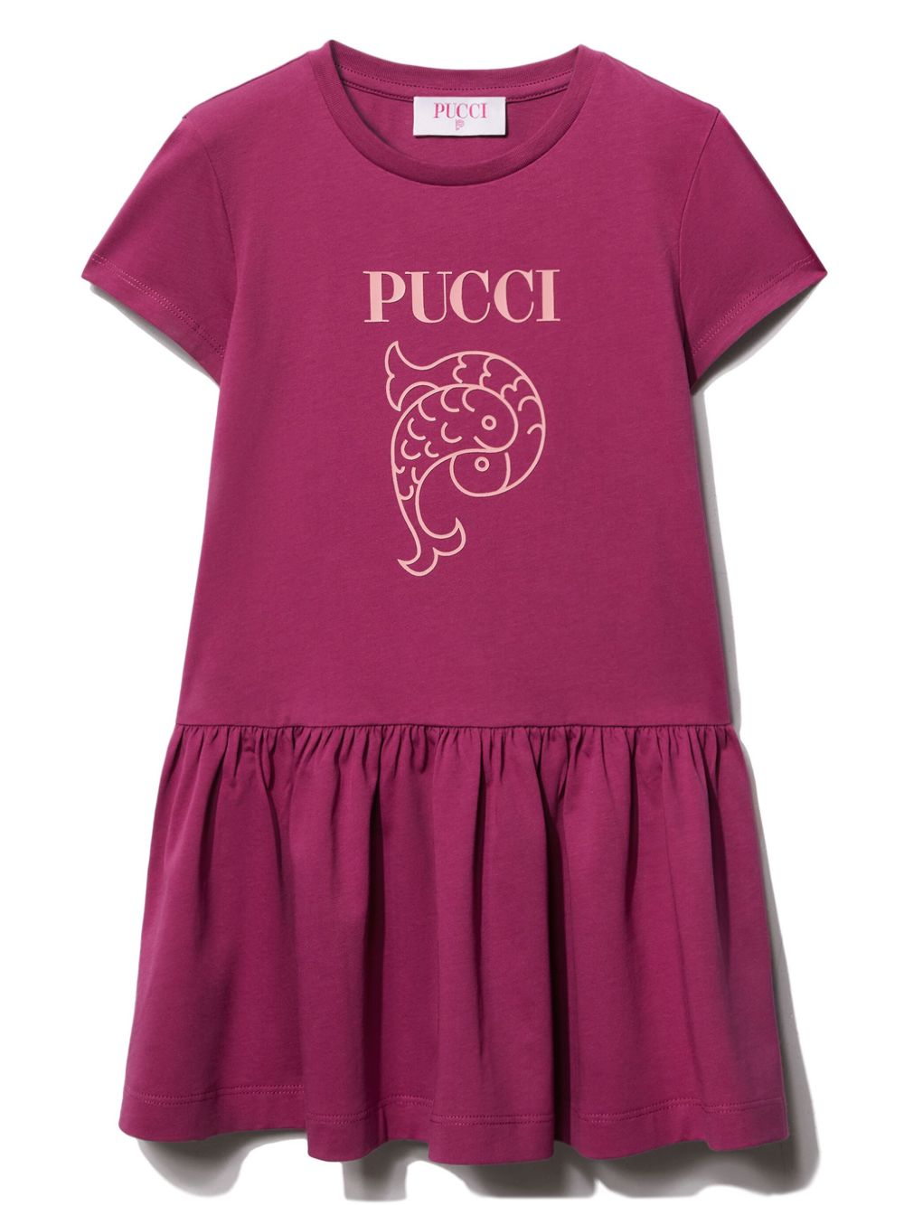 PUCCI Junior logo印花棉连衣裙 - 紫色