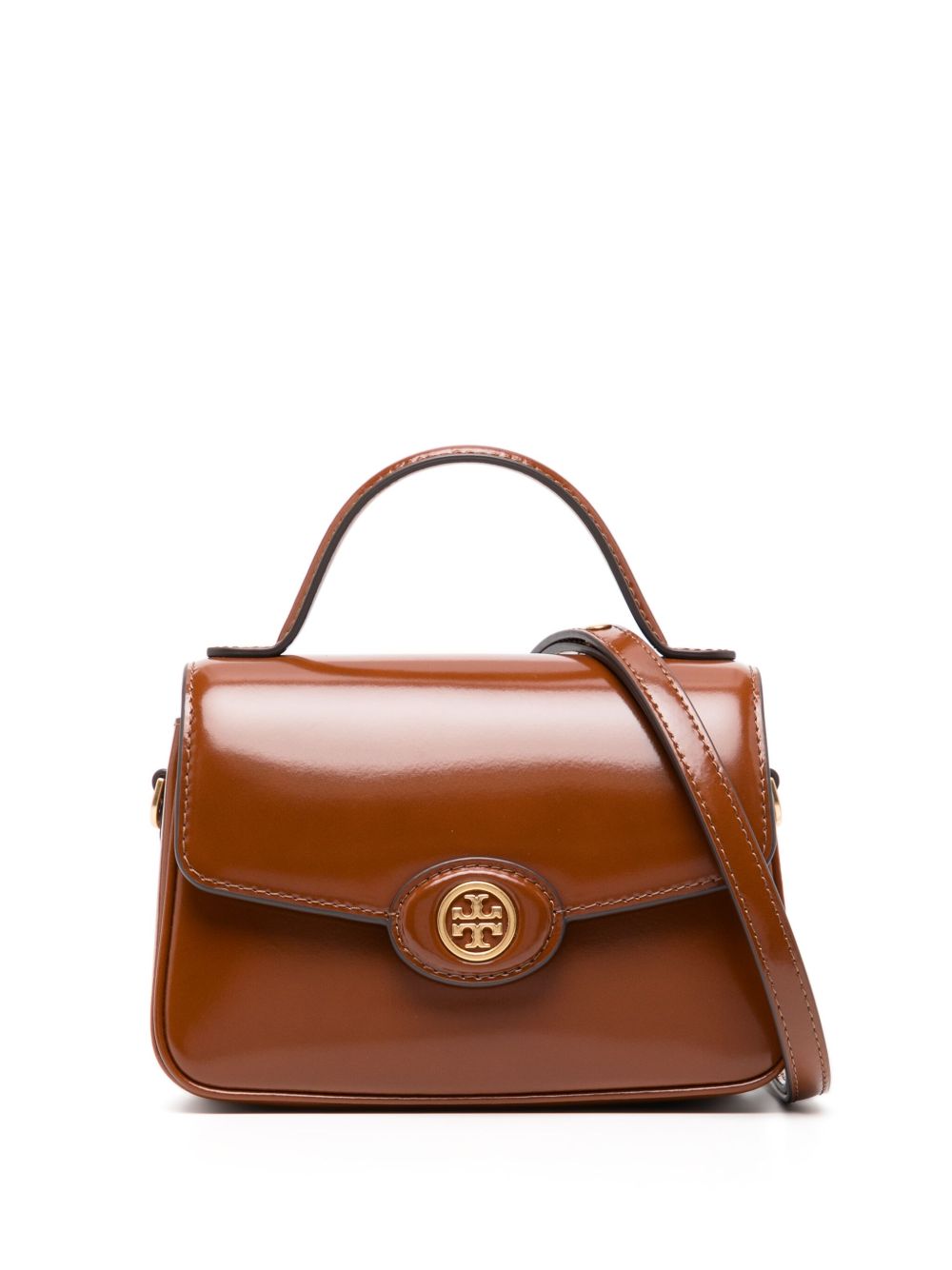 Tory Burch Robinson logo标牌单肩包 - 褐色