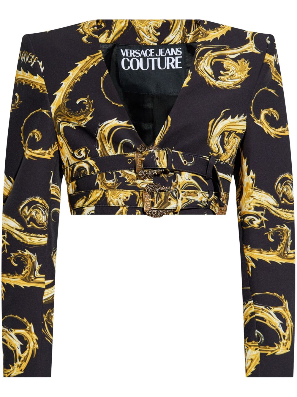 Versace Jeans Couture 巴洛克印花短款夹克 - 黑色