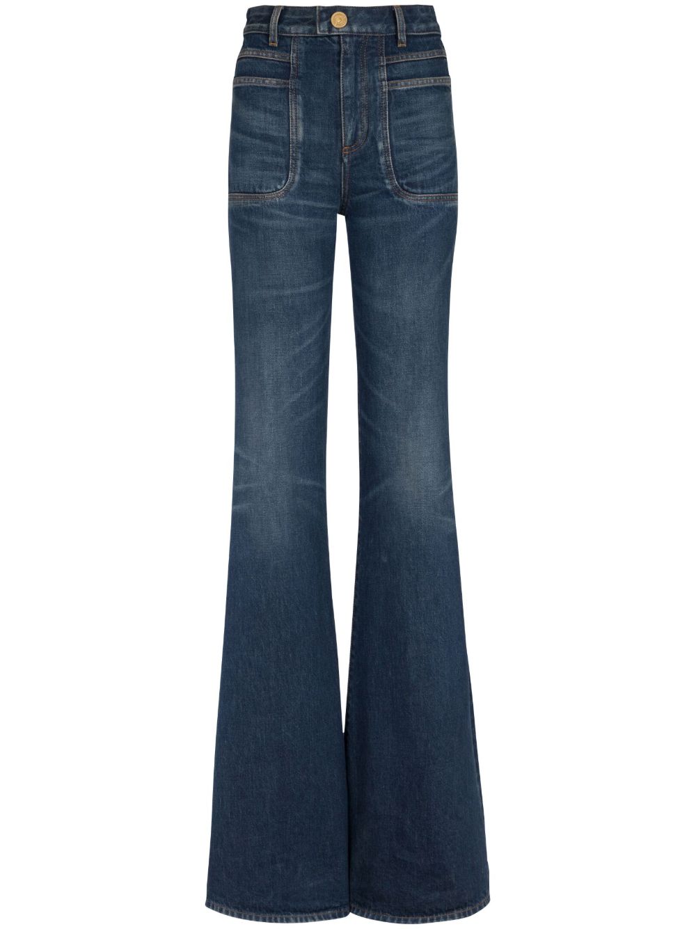 Balmain 高腰喇叭牛仔裤 - 蓝色