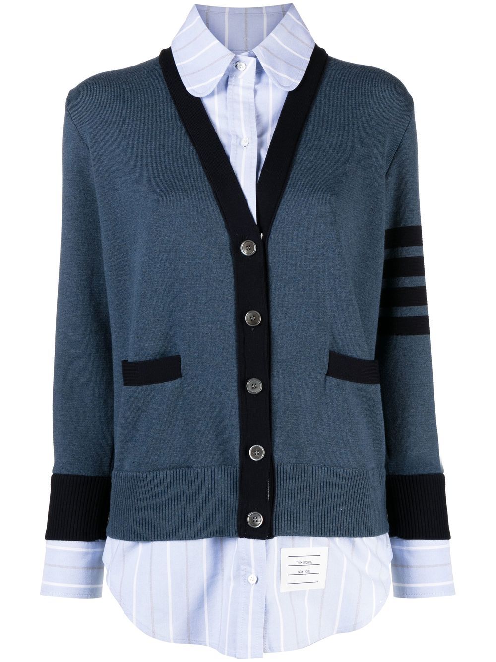 Thom Browne Milano V领缝线开衫 - 蓝色