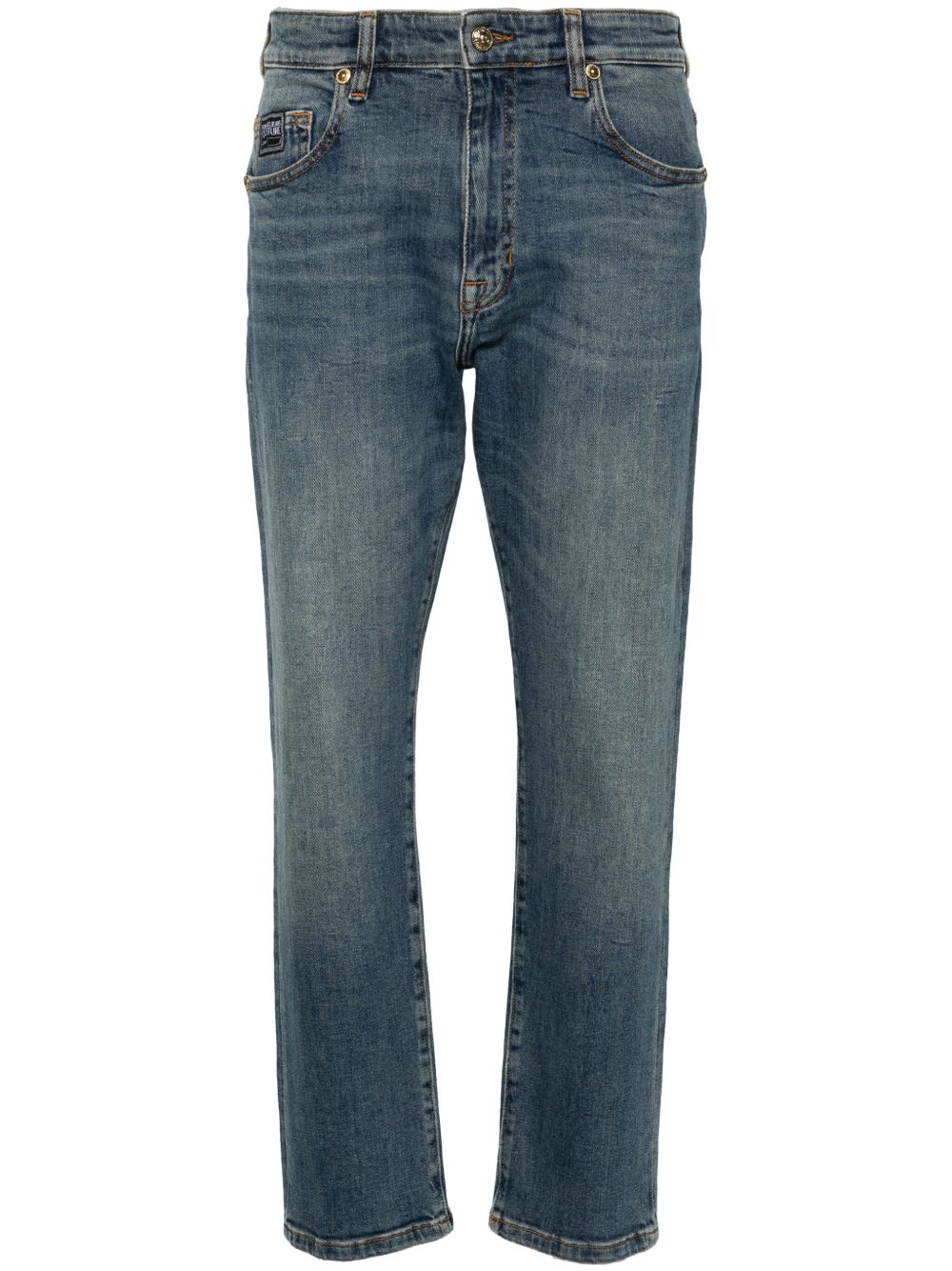 Versace Jeans Couture logo刺绣修身牛仔裤 - 蓝色