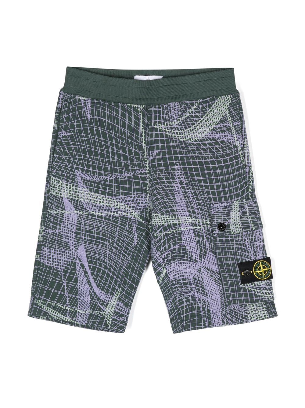 Stone Island Junior 标贴运动短裤 - 绿色