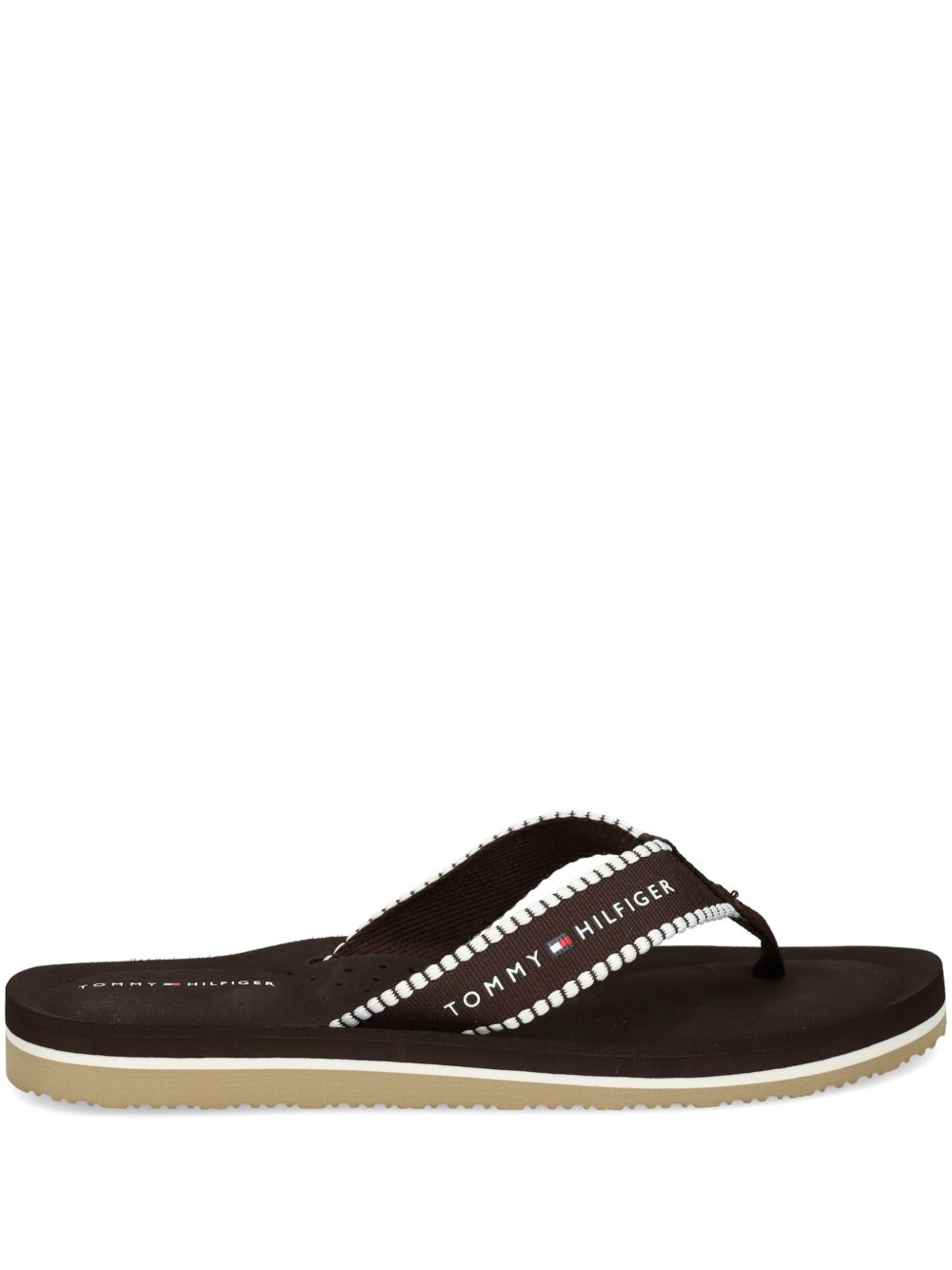 Tommy Hilfiger Webbing logo印花人字拖 - 褐色