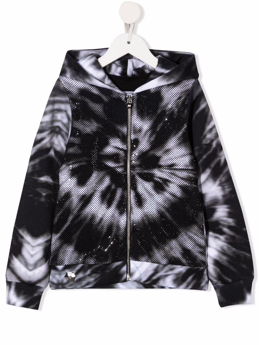 Philipp Plein Junior 扎染连帽衫 - 黑色