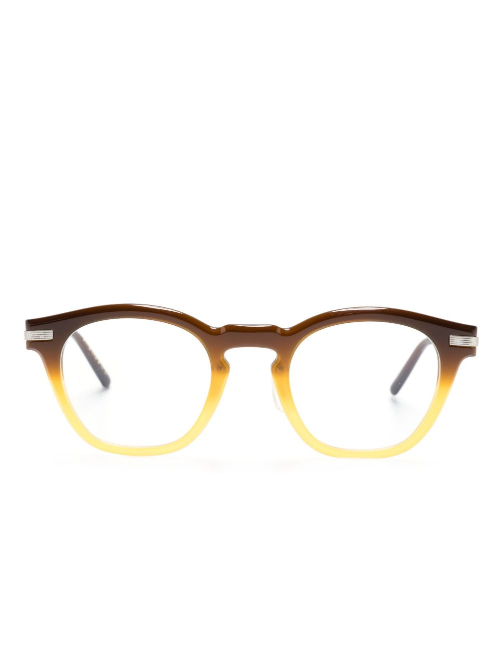 Oliver Peoples 渐色效果圆框眼镜 - 褐色