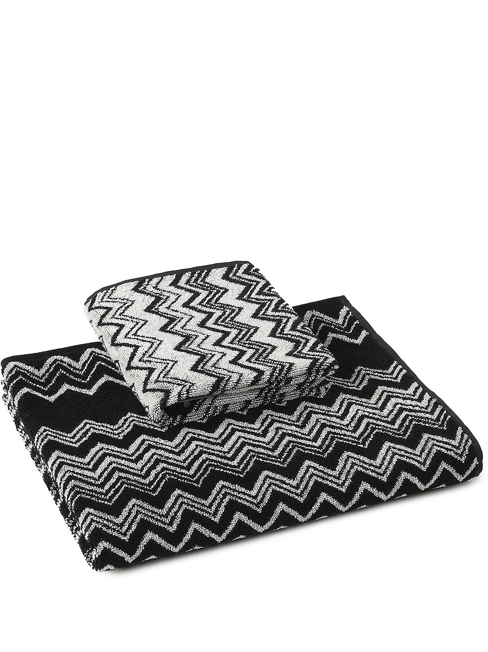 Missoni Home Keith 人字纹图案印花毛巾（两件装） - 黑色