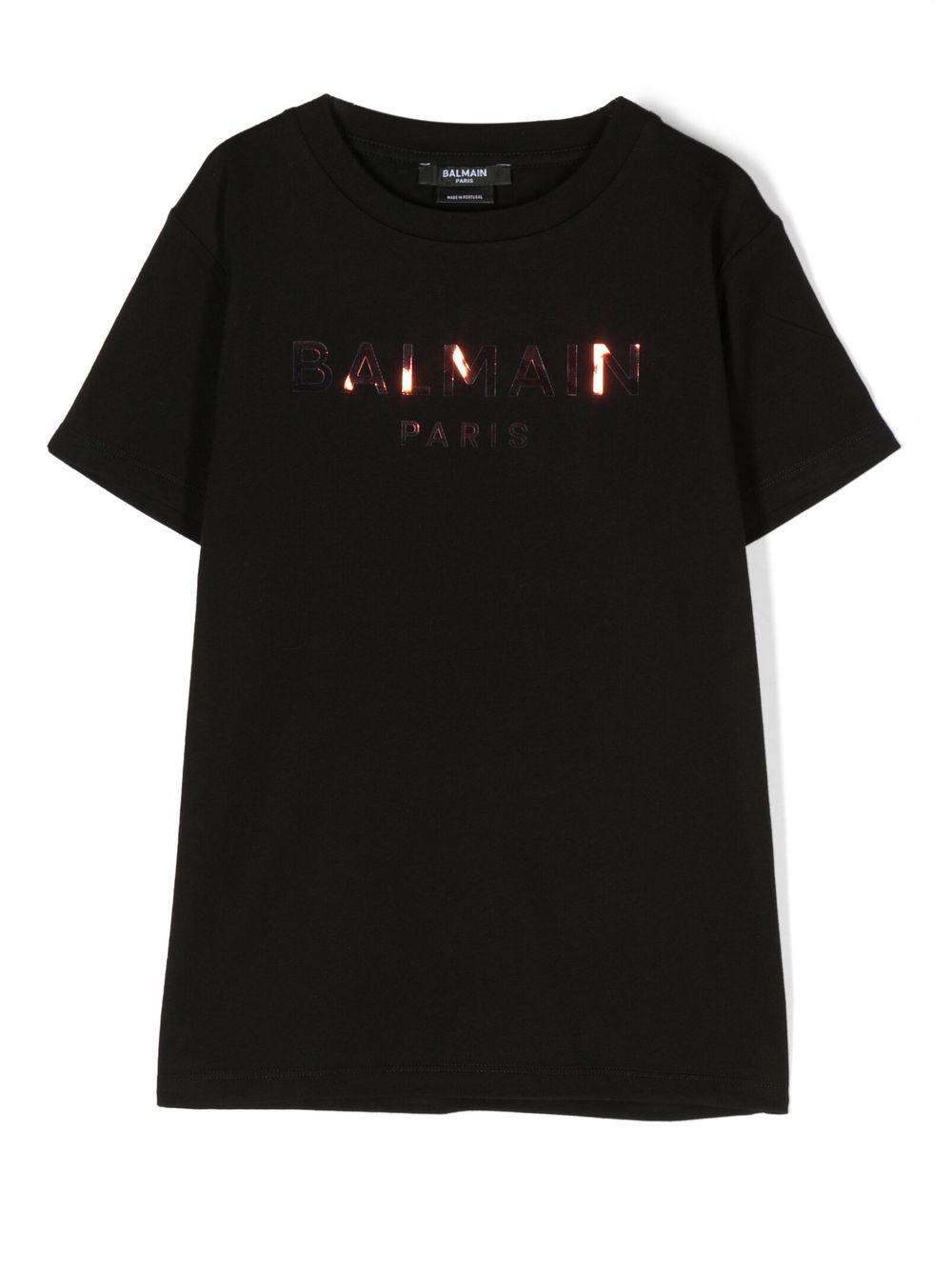 Balmain Kids logo印花棉T恤 - 黑色