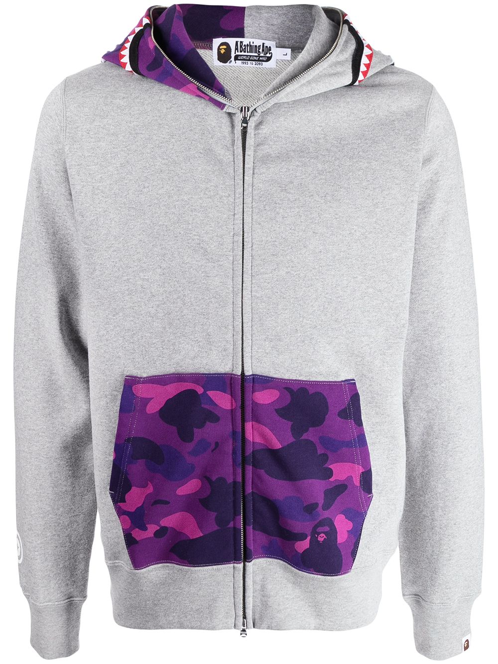 A BATHING APE® 迷彩印花拉链连帽衫 - 灰色