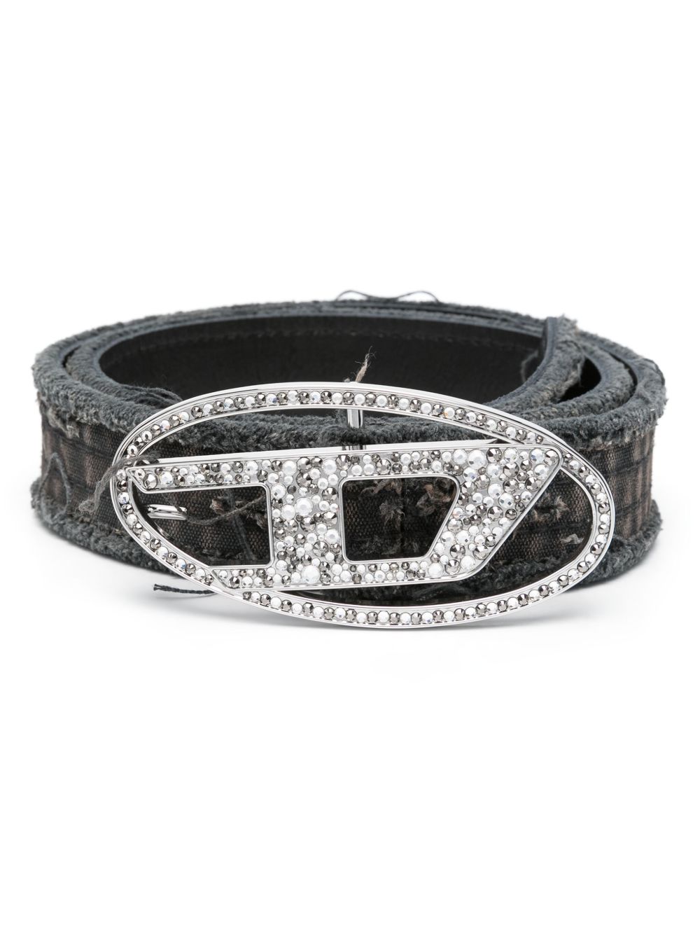 Diesel B-1dr Strass 仿旧腰带 - 黑色