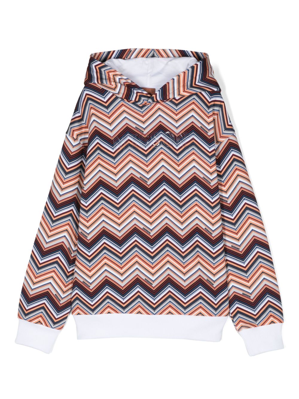 Missoni Kids Z字形图案连帽衫 - 白色