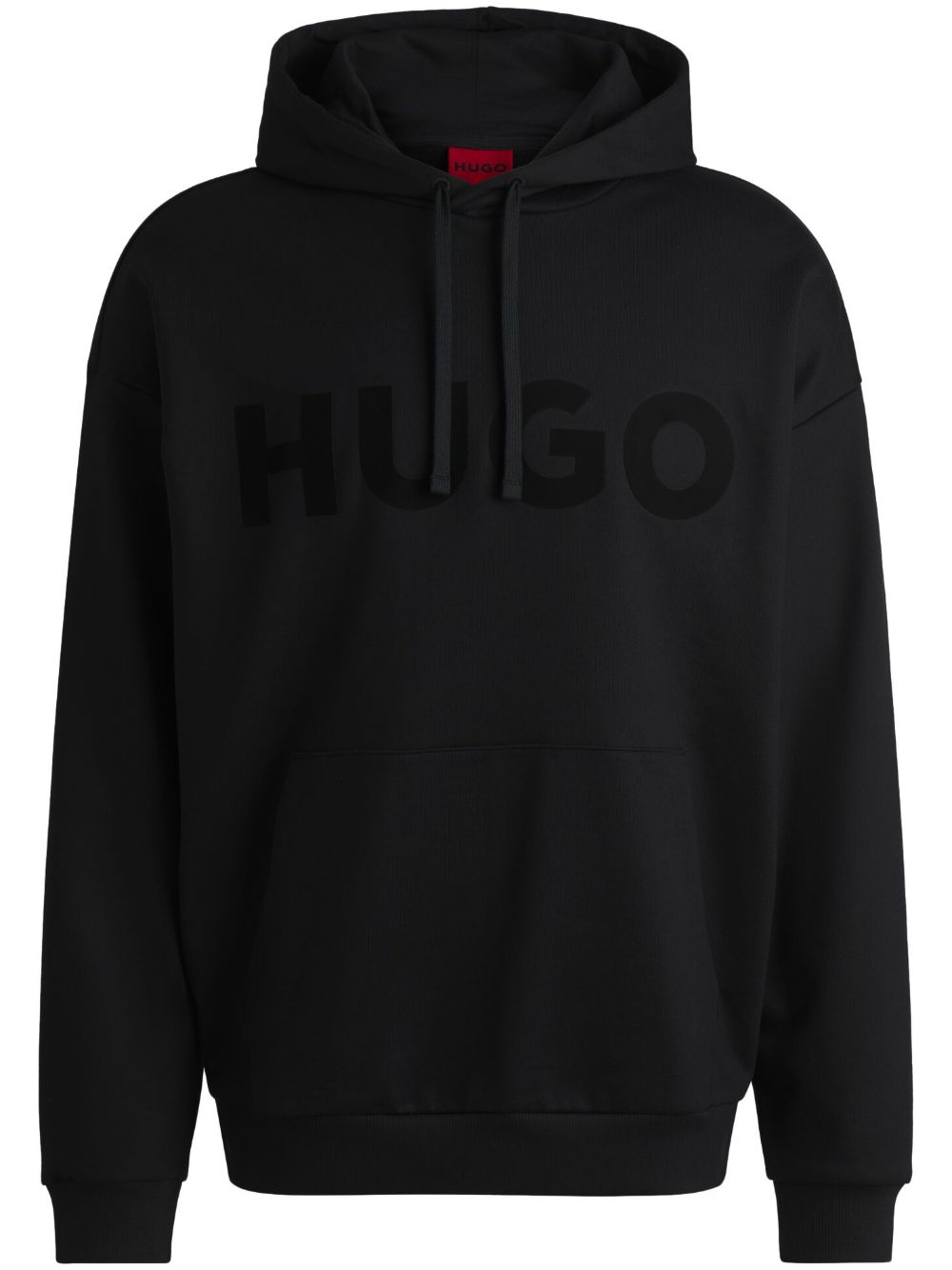 HUGO logo印花连帽衫 - 黑色