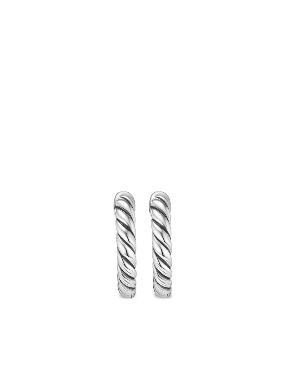 David Yurman Sculpted Cable 纯银圈形耳环 - 银色