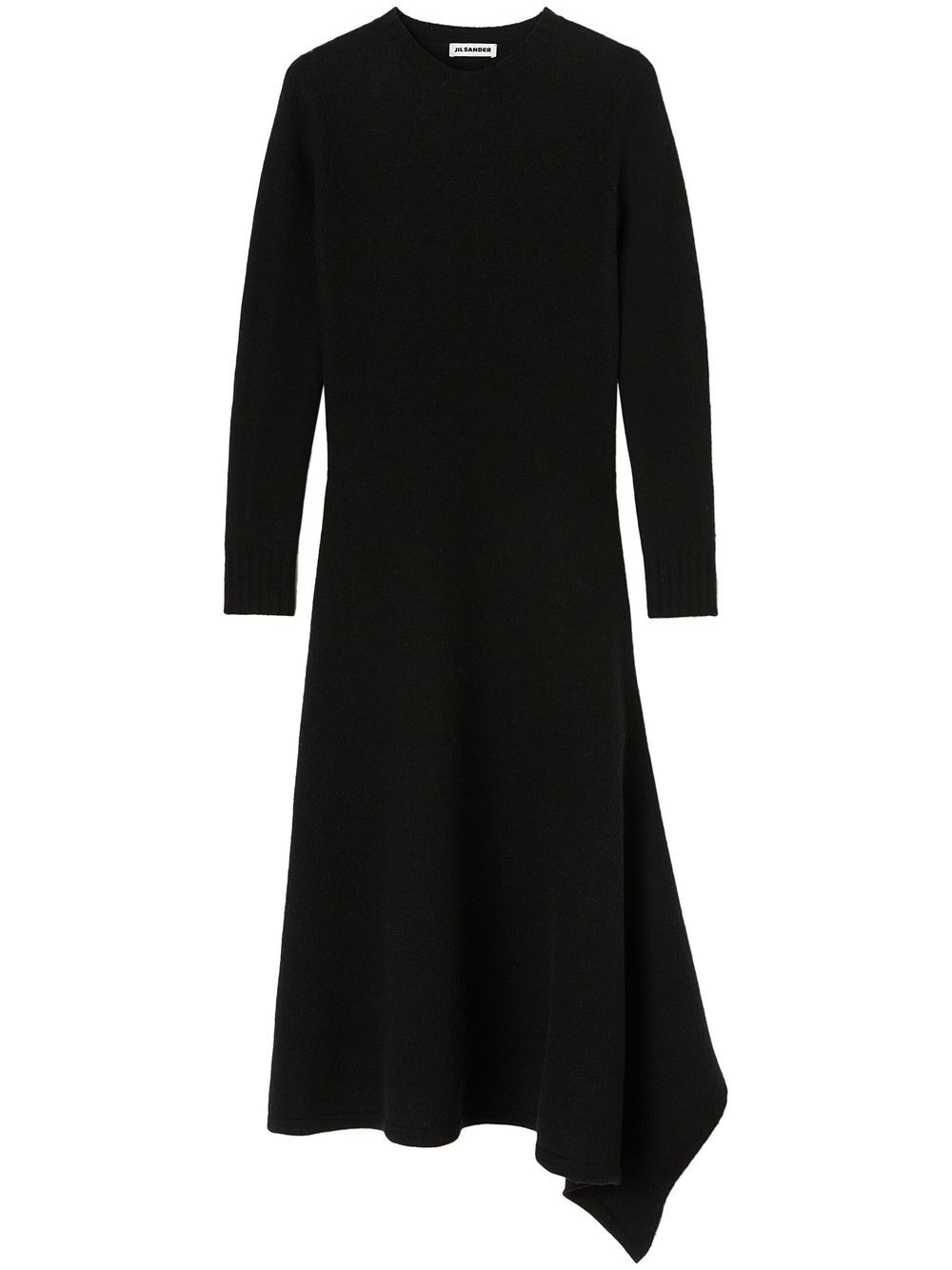 Jil Sander 羊毛不对称中长连衣裙 - 黑色