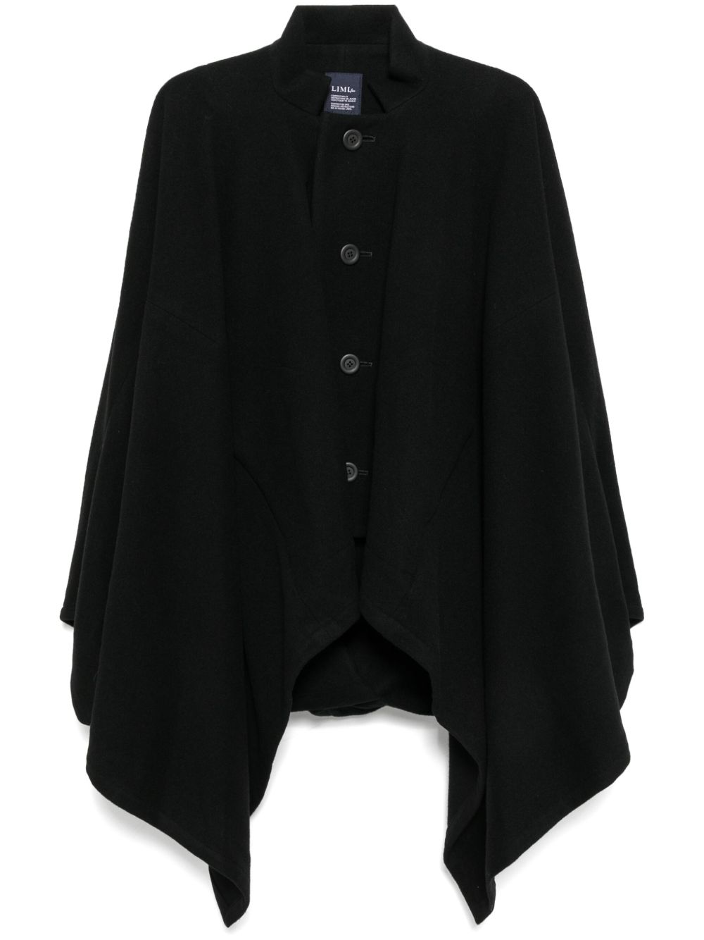 Yohji Yamamoto 排扣斗篷 - 黑色