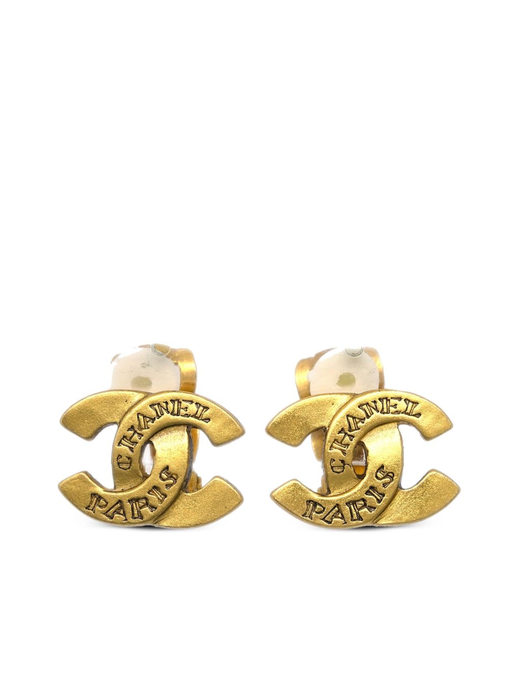 CHANEL Pre-Owned CC 夹扣式耳环（1999年典藏款） - 金色