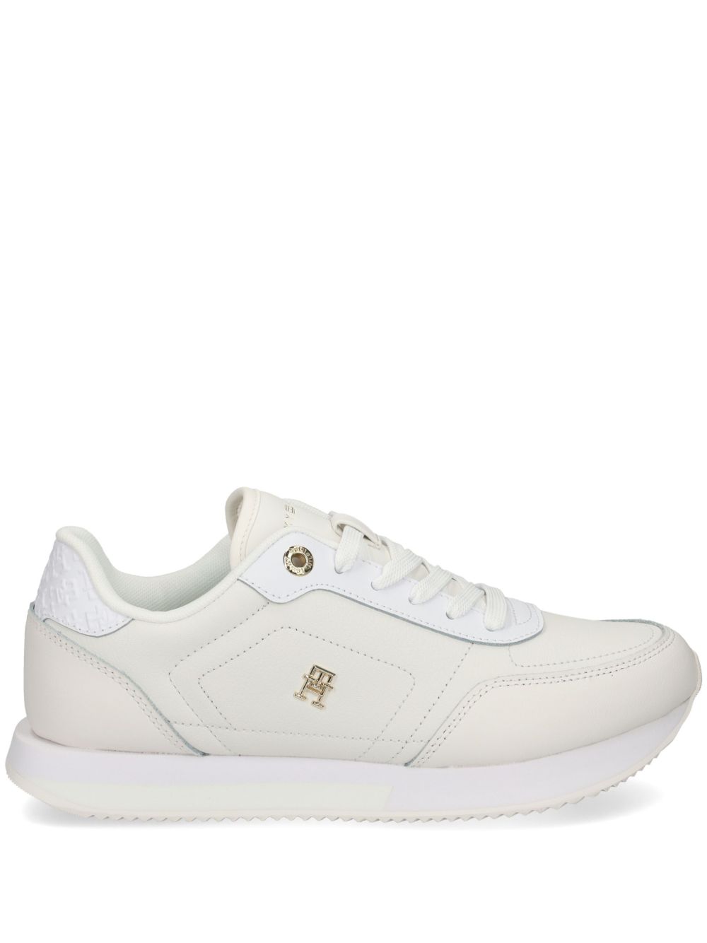 Tommy Hilfiger logo标牌皮质运动鞋 - 白色