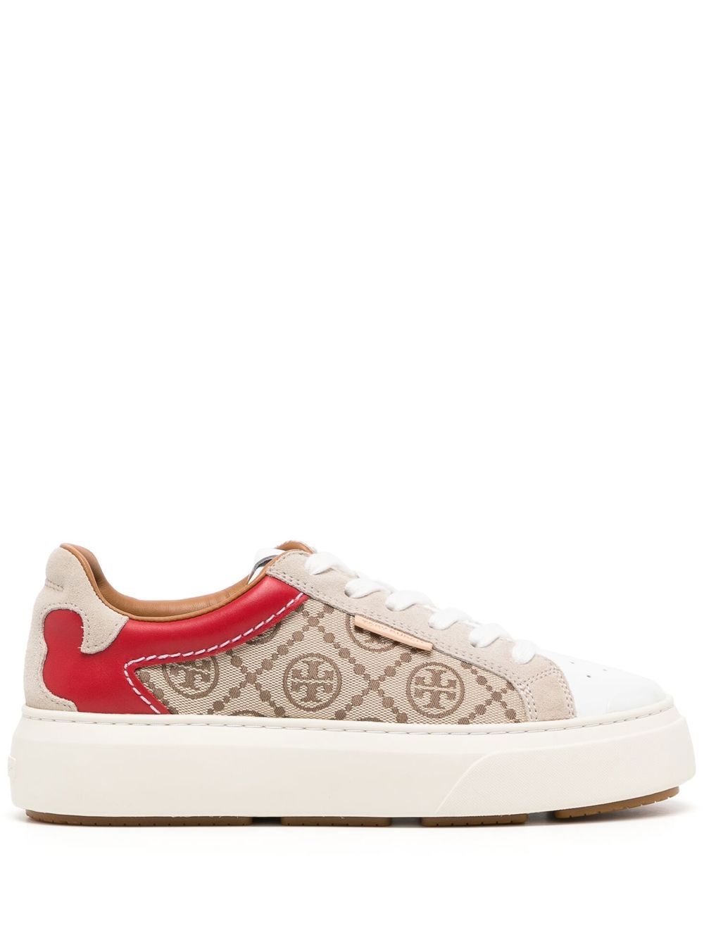 Tory Burch 经典logo低帮运动鞋 - 褐色